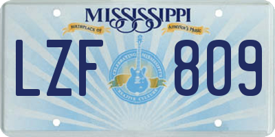 MS license plate LZF809