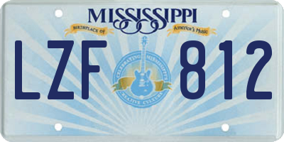 MS license plate LZF812