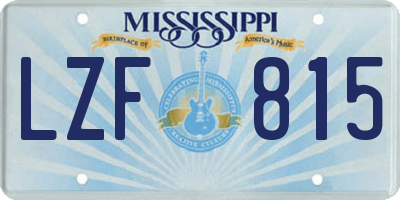 MS license plate LZF815