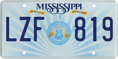 MS license plate LZF819