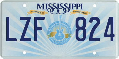 MS license plate LZF824