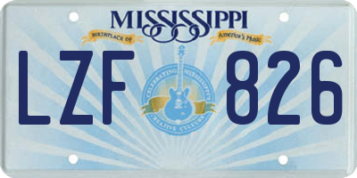 MS license plate LZF826