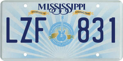 MS license plate LZF831