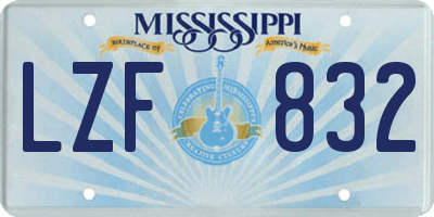 MS license plate LZF832