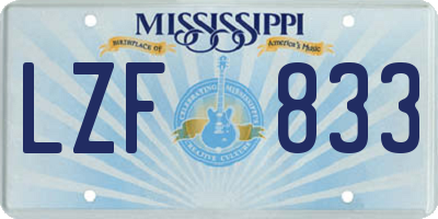 MS license plate LZF833