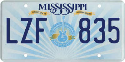 MS license plate LZF835