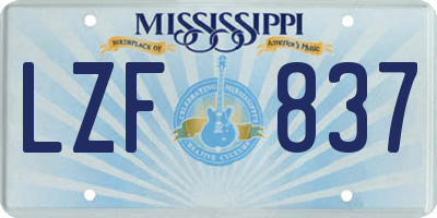 MS license plate LZF837