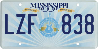 MS license plate LZF838