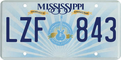 MS license plate LZF843