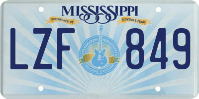 MS license plate LZF849