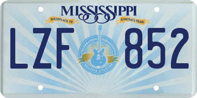MS license plate LZF852