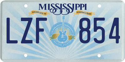 MS license plate LZF854