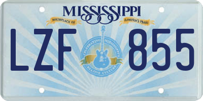 MS license plate LZF855