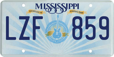 MS license plate LZF859