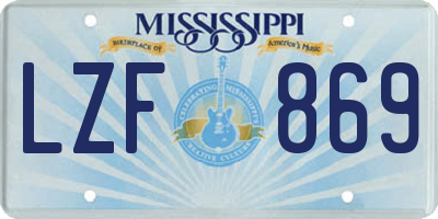 MS license plate LZF869