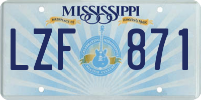 MS license plate LZF871
