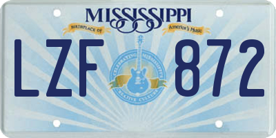MS license plate LZF872