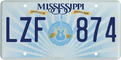 MS license plate LZF874