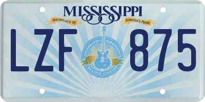 MS license plate LZF875
