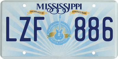 MS license plate LZF886