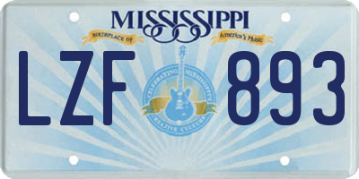 MS license plate LZF893