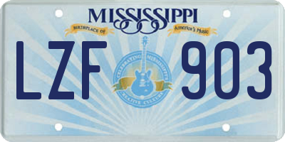 MS license plate LZF903