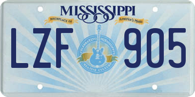 MS license plate LZF905
