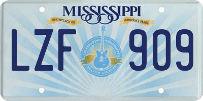 MS license plate LZF909