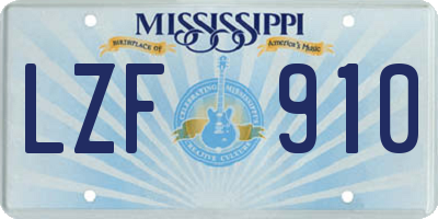MS license plate LZF910