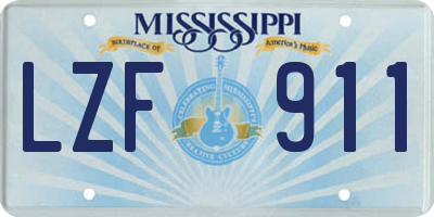 MS license plate LZF911