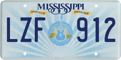MS license plate LZF912