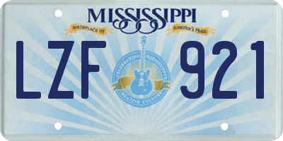 MS license plate LZF921