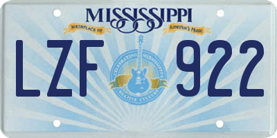MS license plate LZF922