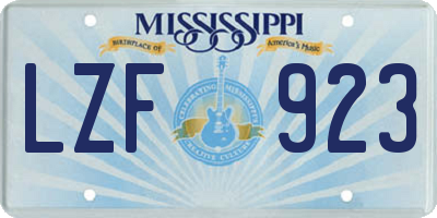 MS license plate LZF923