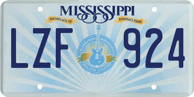 MS license plate LZF924