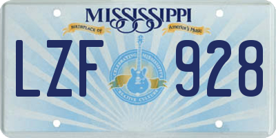MS license plate LZF928