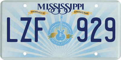 MS license plate LZF929