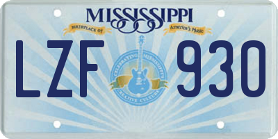 MS license plate LZF930
