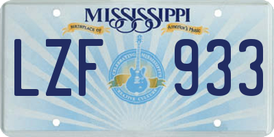 MS license plate LZF933