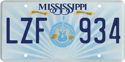 MS license plate LZF934