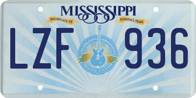 MS license plate LZF936