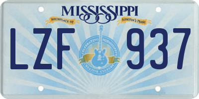 MS license plate LZF937