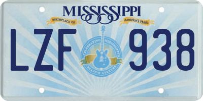 MS license plate LZF938