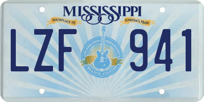 MS license plate LZF941