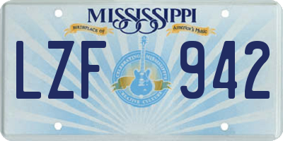 MS license plate LZF942