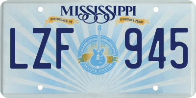 MS license plate LZF945