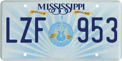 MS license plate LZF953