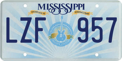 MS license plate LZF957