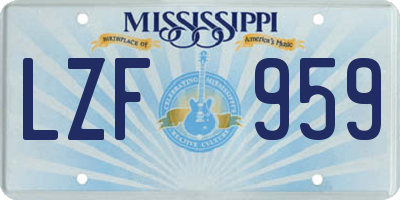 MS license plate LZF959