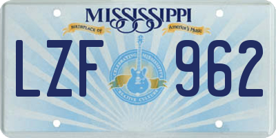 MS license plate LZF962